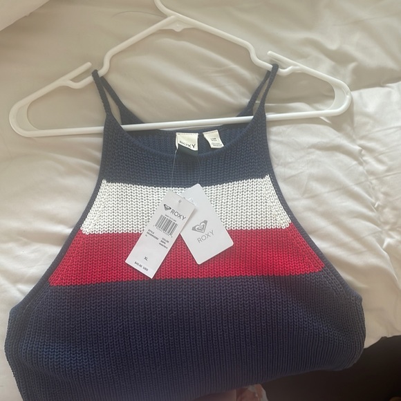 Blue with red and white stripe Spaghetti strap knit top - great for the 4th! - Picture 4 of 4
